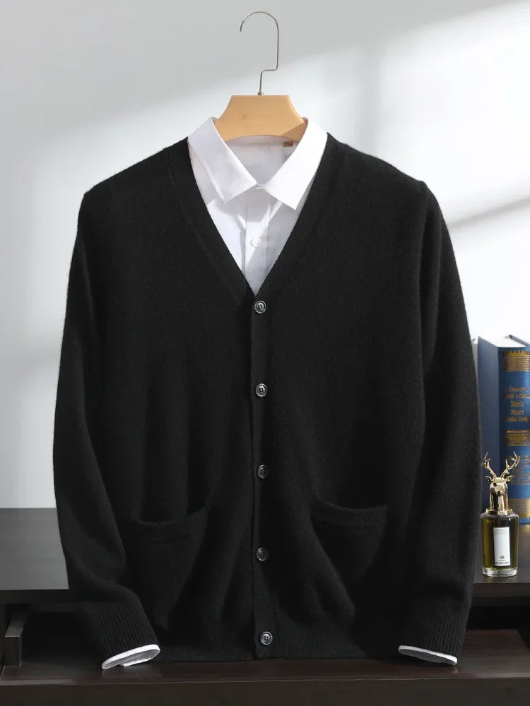 Men's cashmere V-neck cardigan