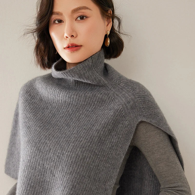 Cashmere Rib Poncho