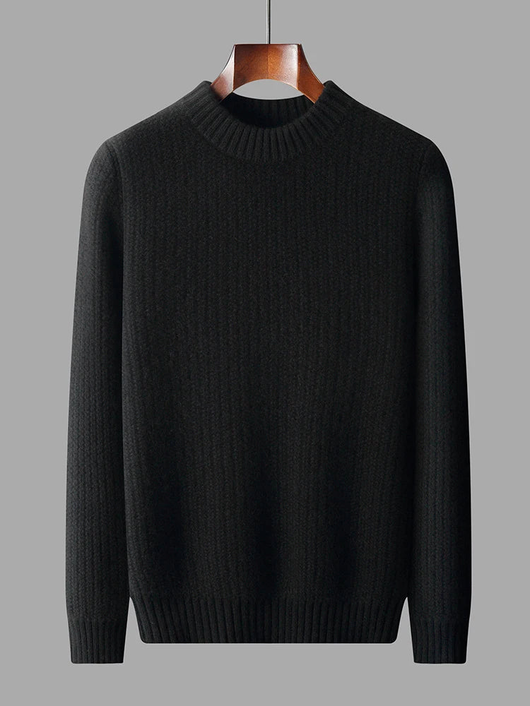 Men's cashmere textured-rib crewneck