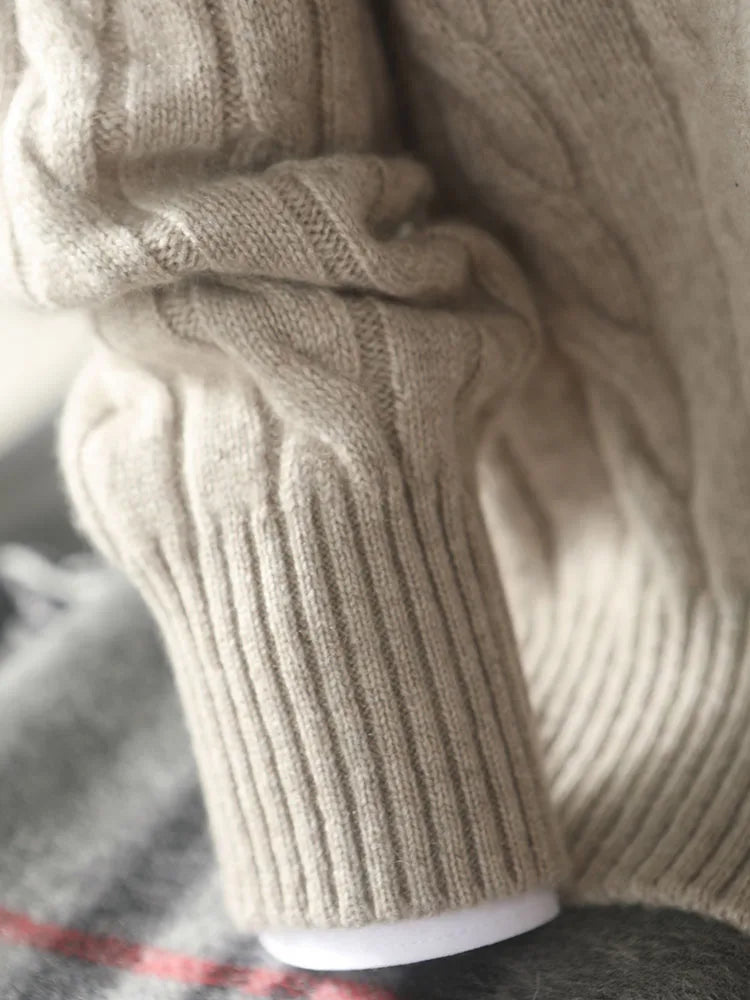 Men's cashmere cable quarter-zip