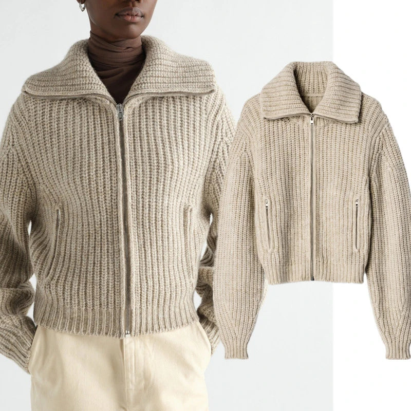Women's alpaca-yak zip cardigan