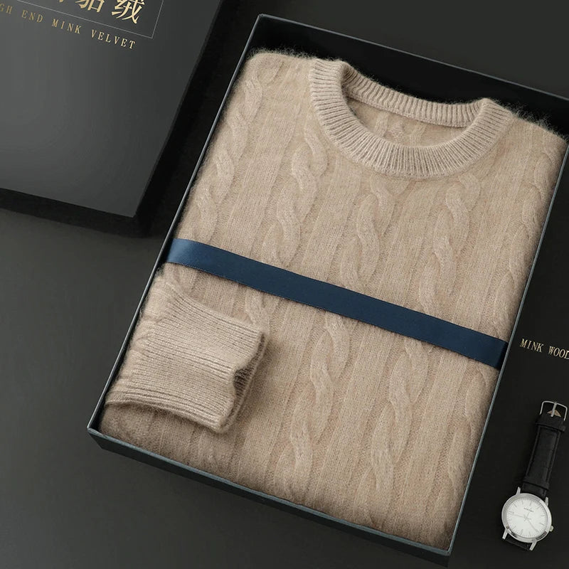 Men's cashmere cable crewneck