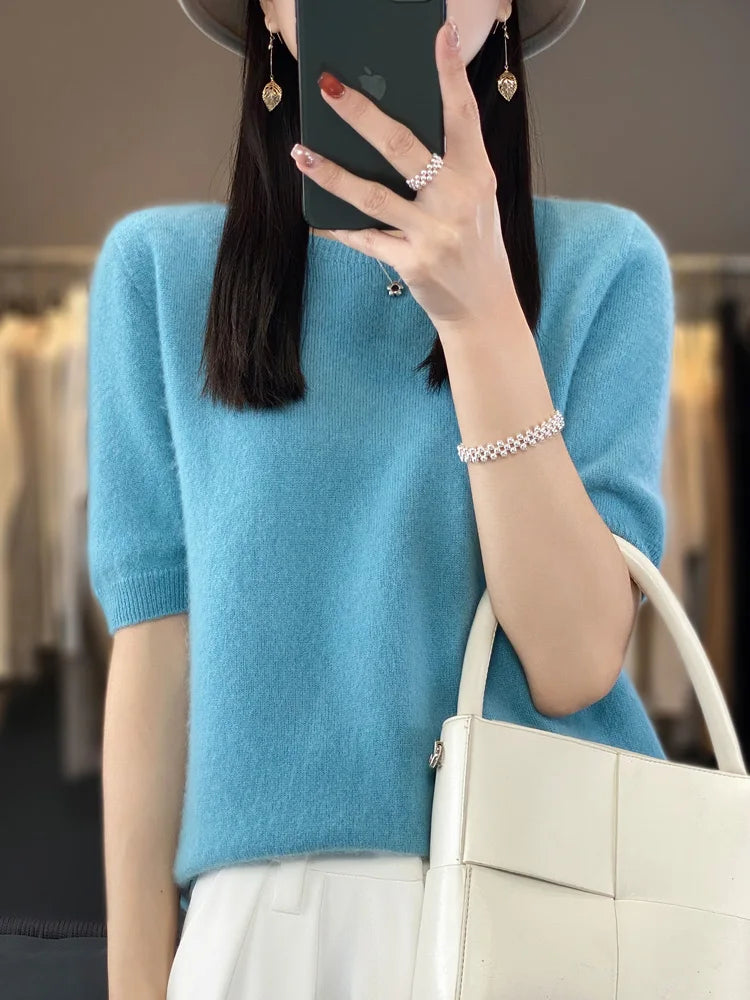 Women's fine wool knit tee
