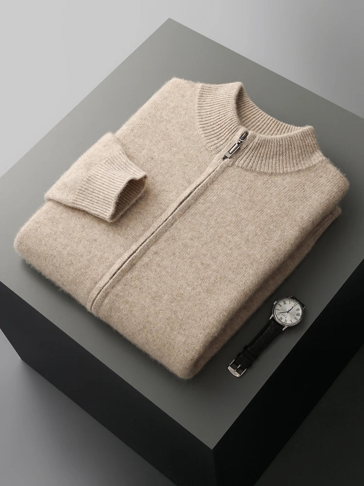 Men's merino zip cardigan