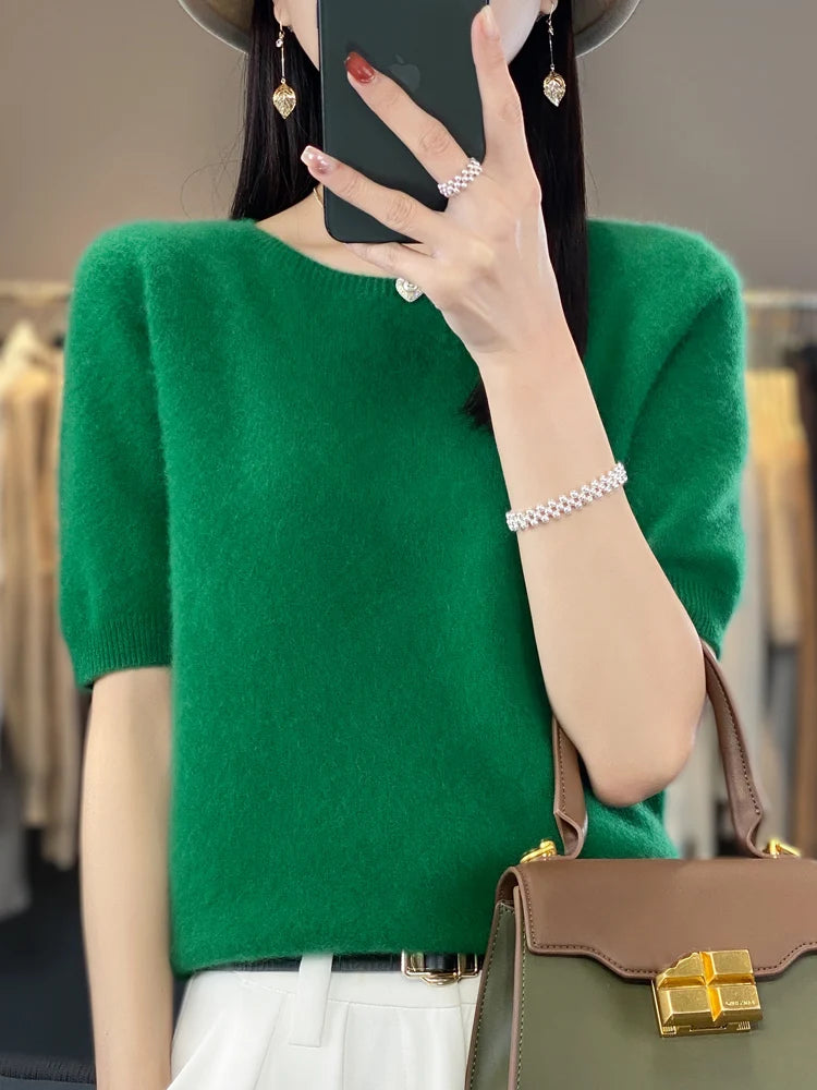 Women's fine wool knit tee