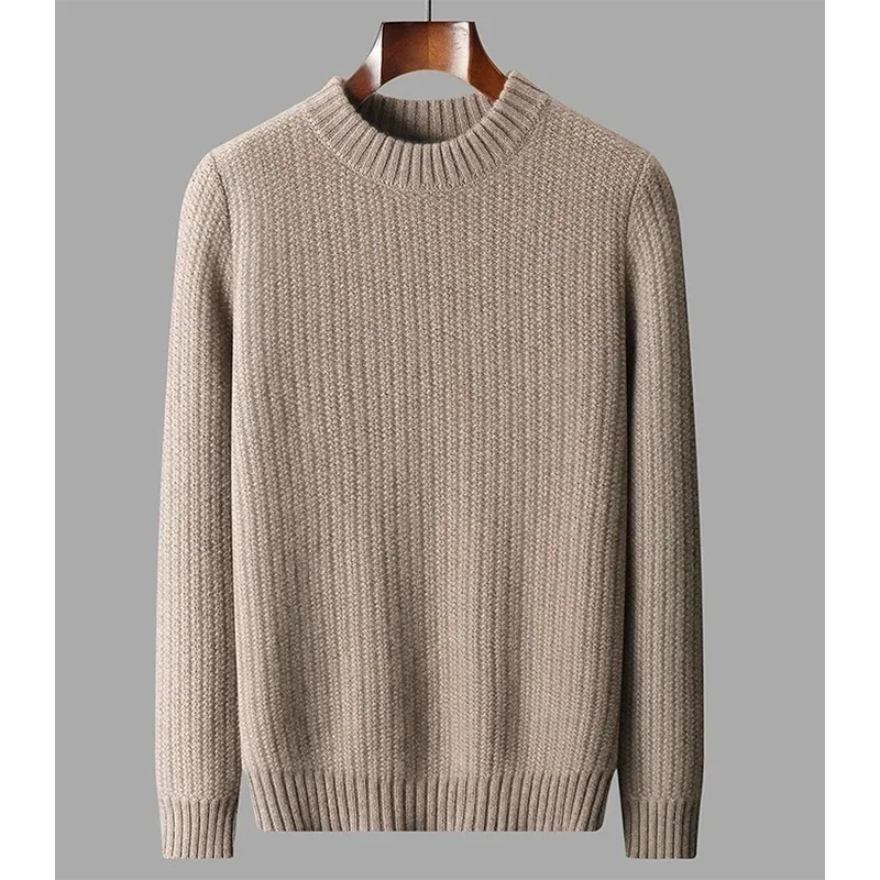 Men's cashmere textured-rib crewneck