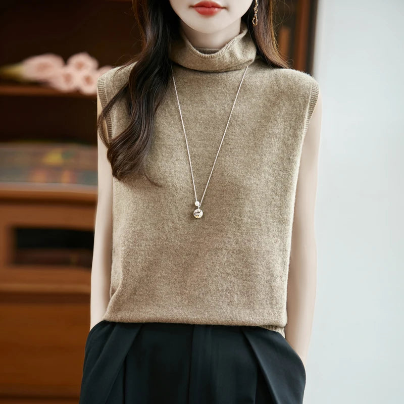 Sleeveless Merino Turtleneck