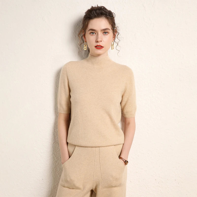 Cashmere Mock-Neck Tee