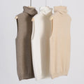 Women's wool sleeveless mock-neck knit top