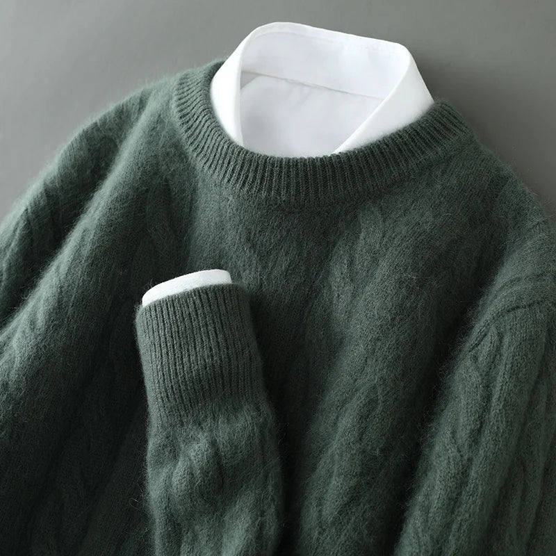 Men's cashmere cable crewneck