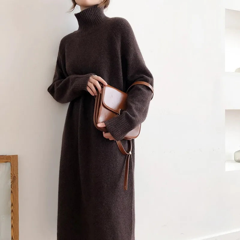 Mid-length cashmere sweater dress
