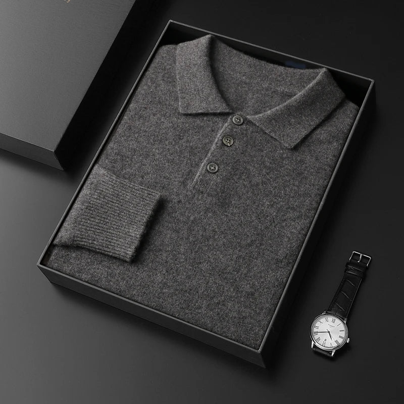 Men's cashmere polo sweater