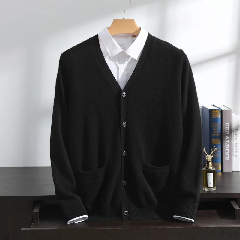 Men's cashmere V-neck cardigan