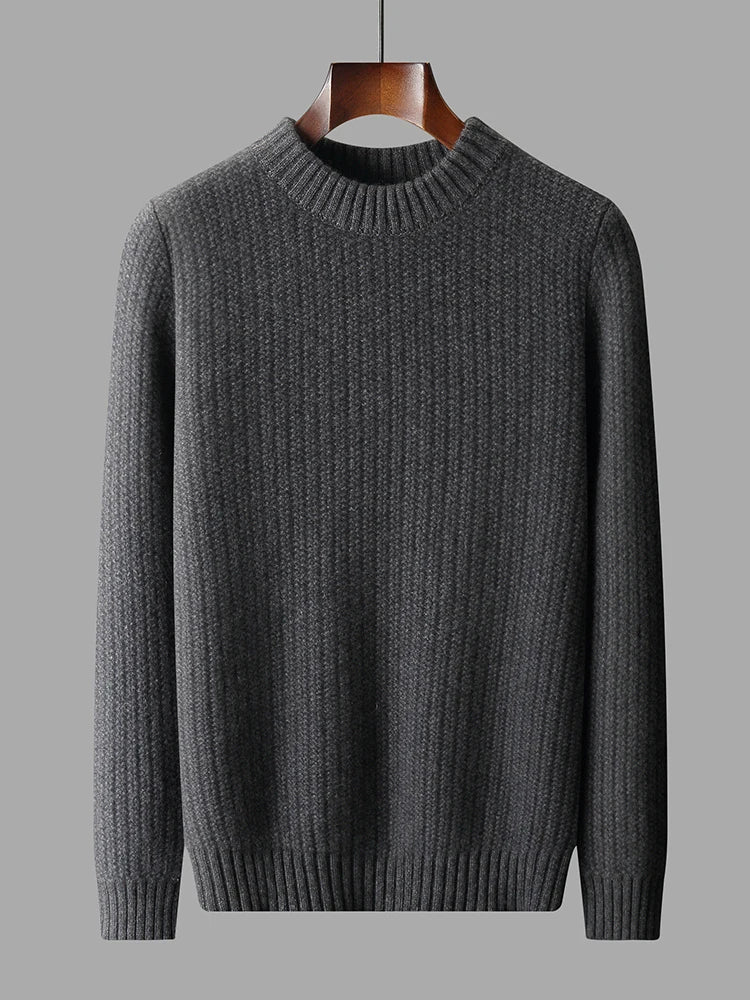 Men's cashmere textured-rib crewneck