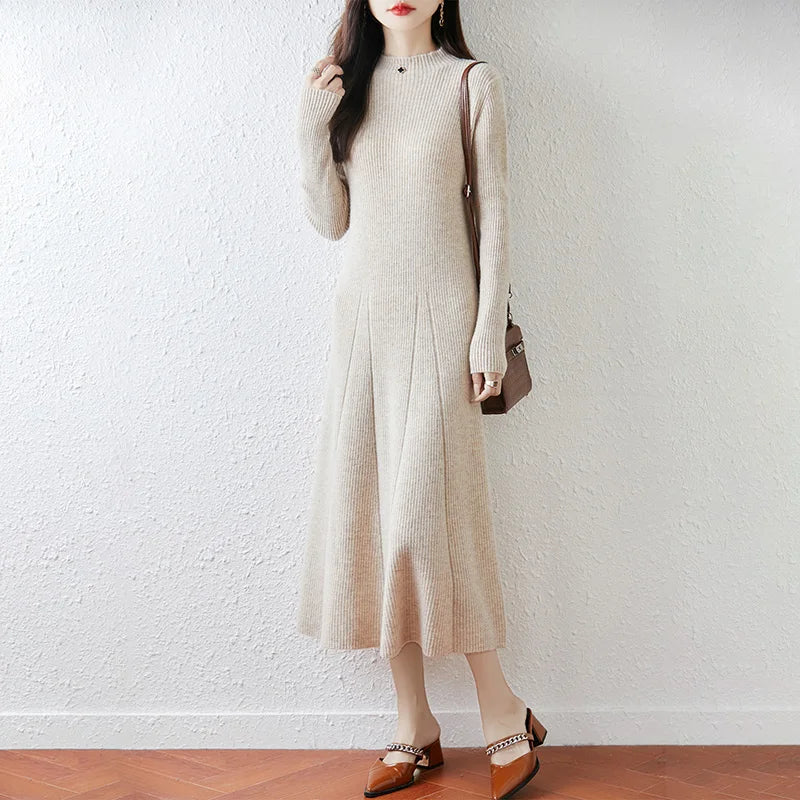 Merino knit crew dress
