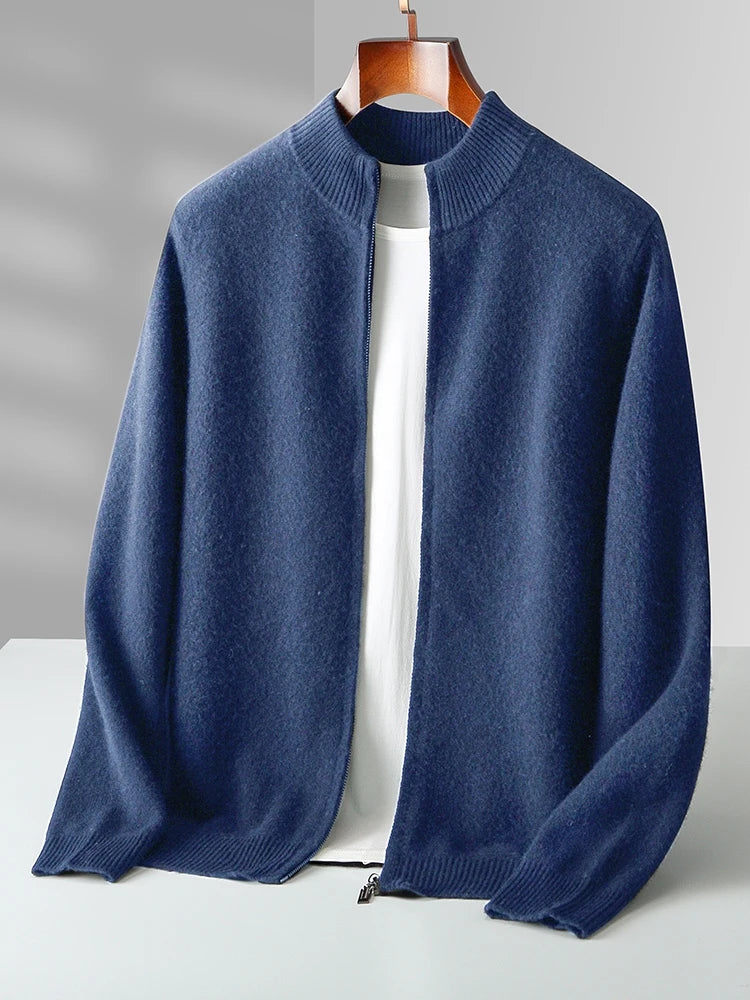 Men's merino zip cardigan