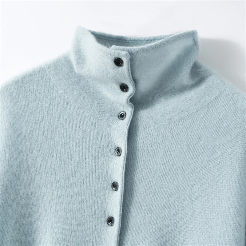 High-Collar Cashmere Cardigan