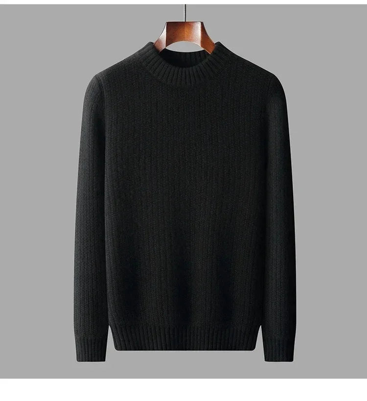 Men's cashmere textured-rib crewneck