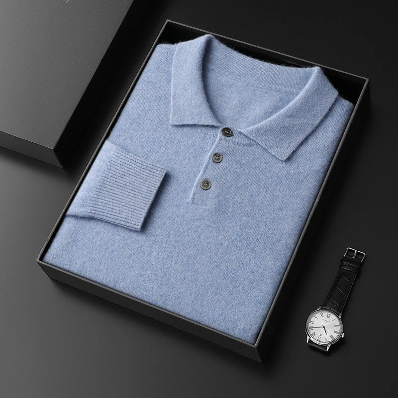 Men's cashmere polo sweater