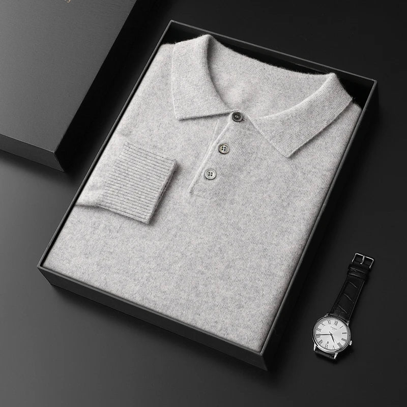 Men's cashmere polo sweater