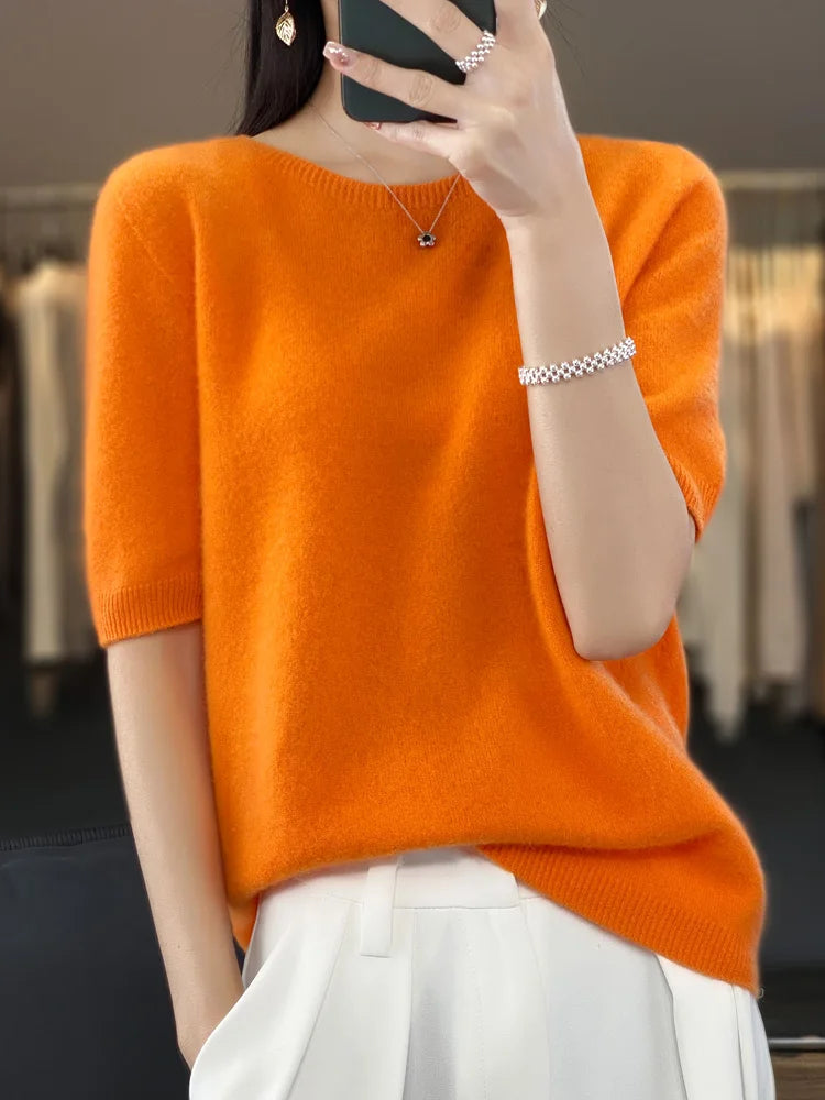 Women's fine wool knit tee
