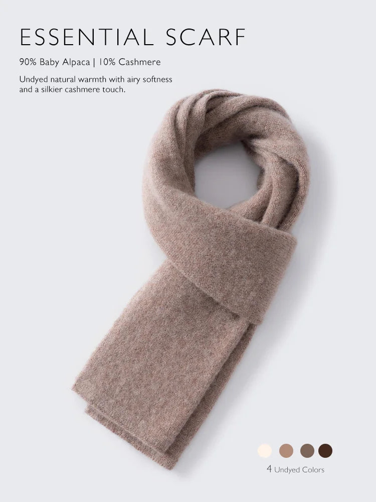 Plain knit baby alpaca scarf