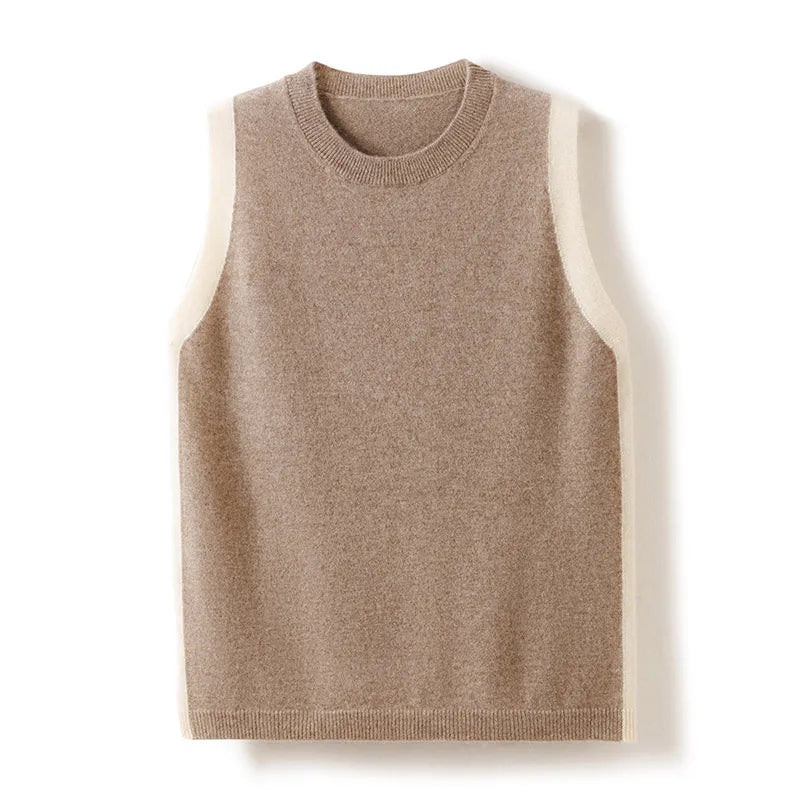 Contrast-Trim Cashmere Vest