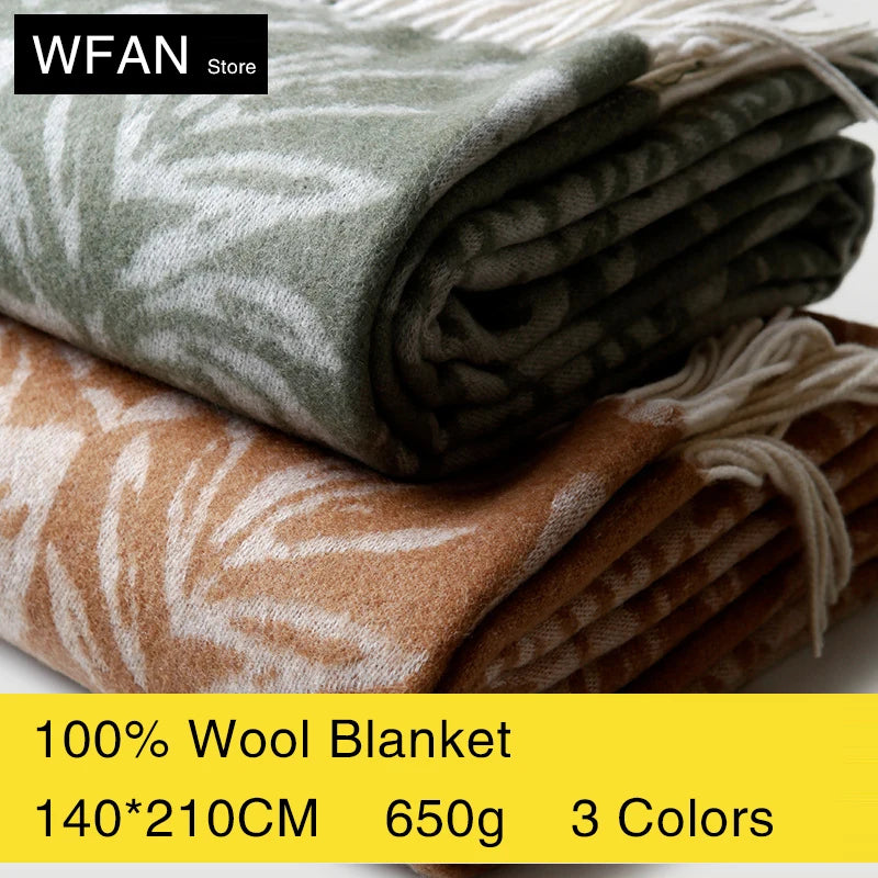 Leaf Jacquard Wool Throw