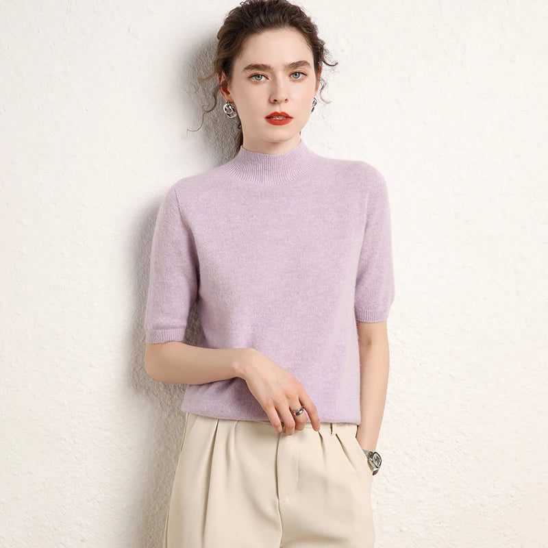 Cashmere Mock-Neck Tee
