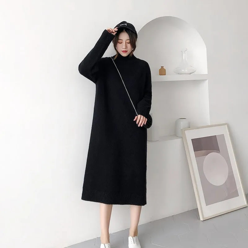 Mid-length cashmere sweater dress