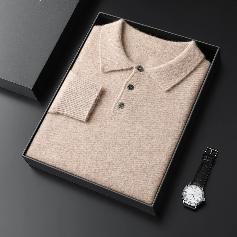 Men's cashmere polo sweater