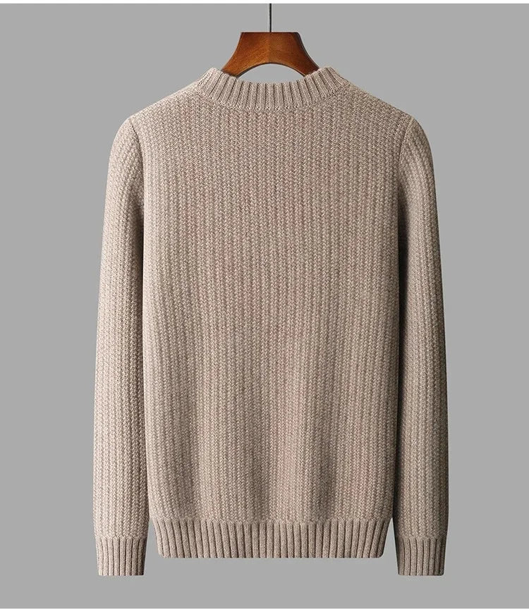 Men's cashmere textured-rib crewneck