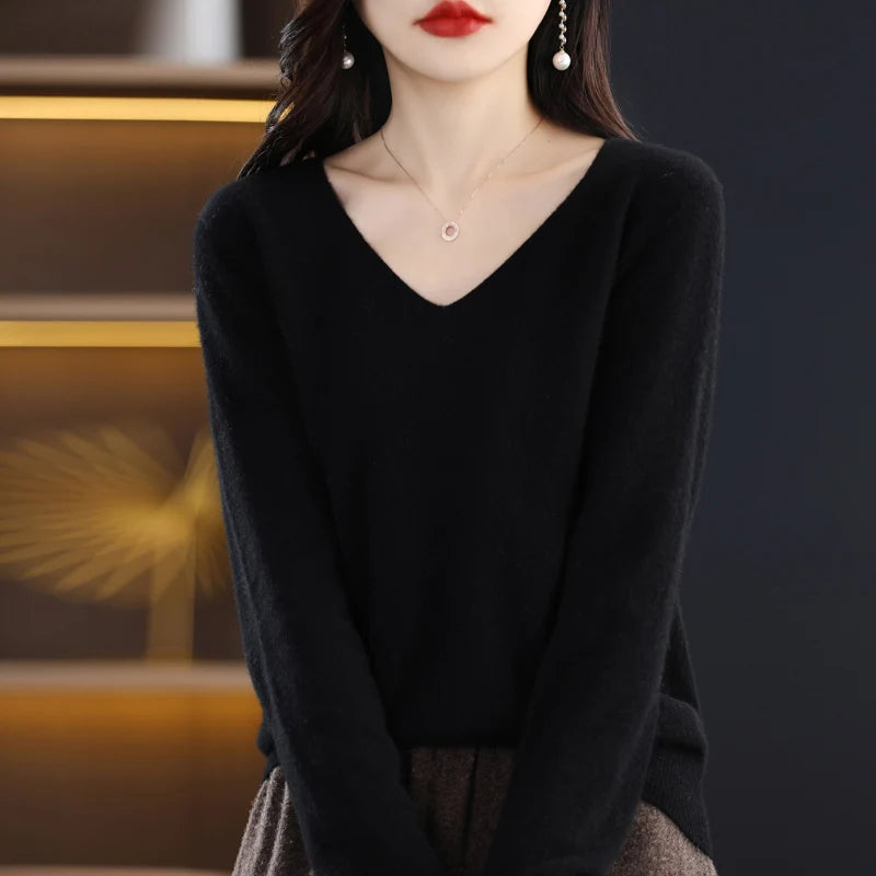 Women's merino V-neck sweater