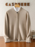 Men's cashmere baseball-collar knit jacket