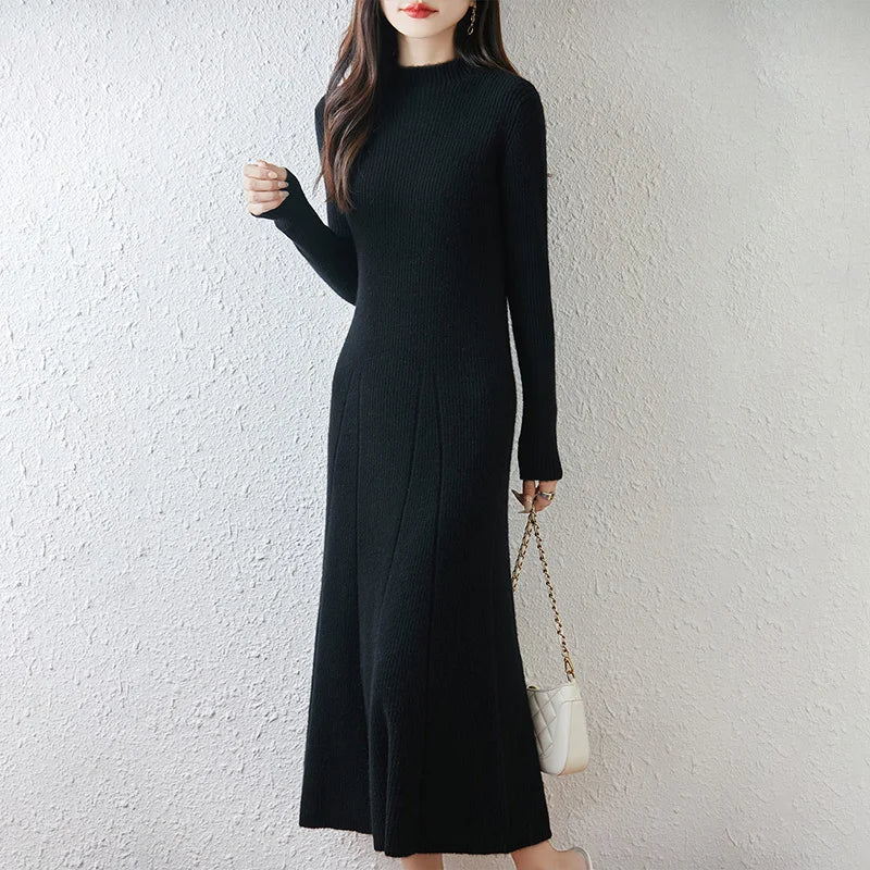 Merino knit crew dress