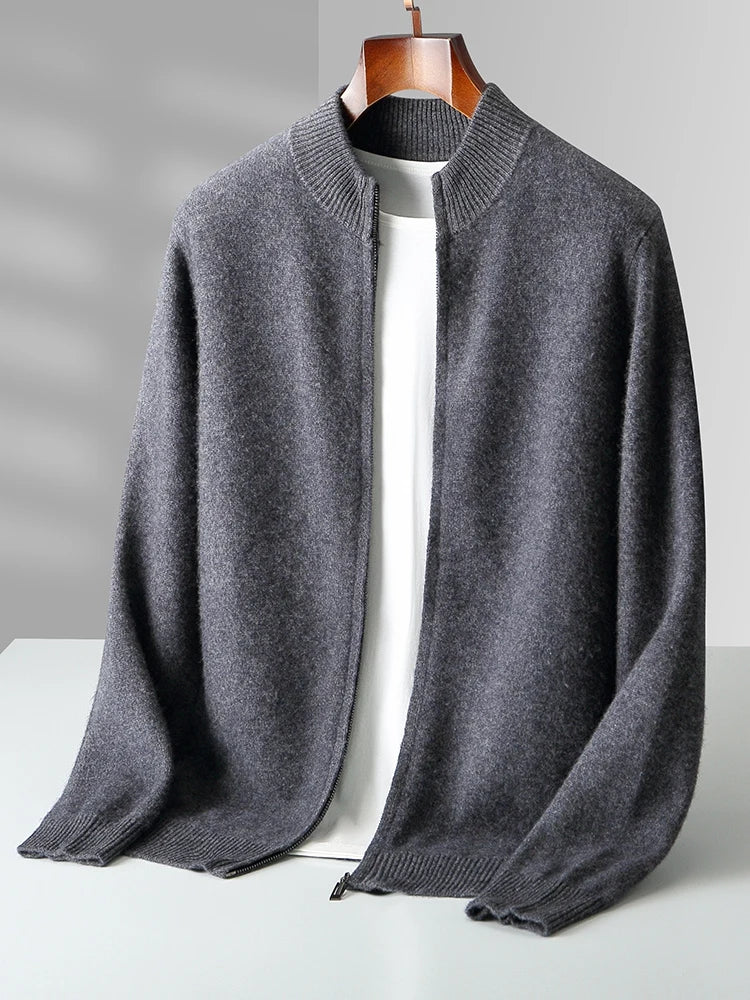 Men's merino zip cardigan