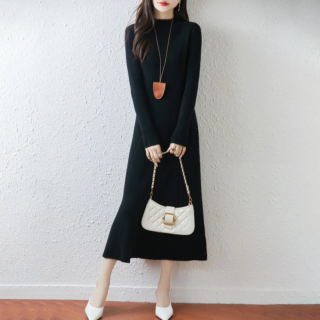 Merino knit crew dress