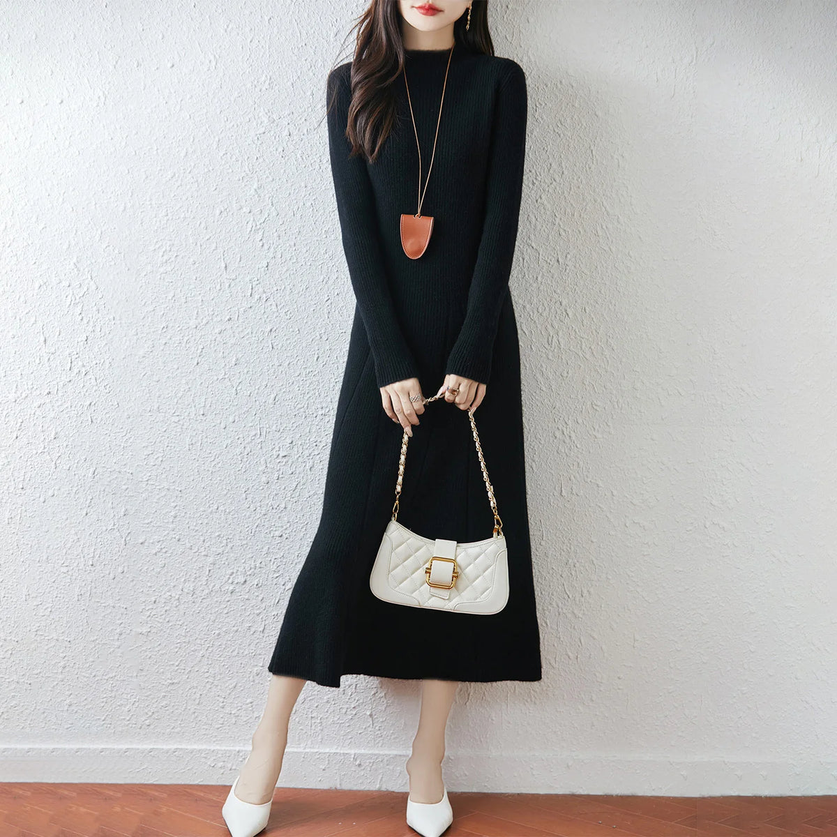 Merino knit crew dress