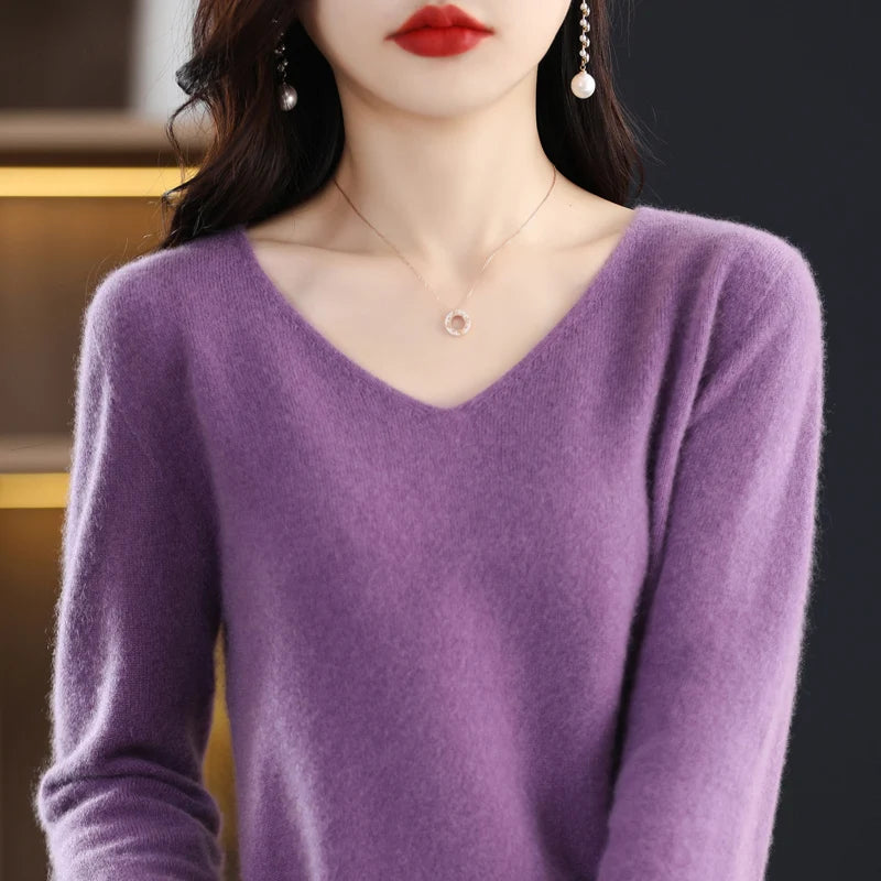 Women's merino V-neck sweater