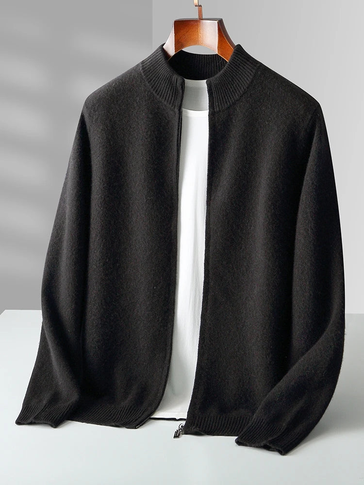 Men's merino zip cardigan