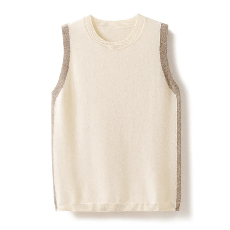 Contrast-Trim Cashmere Vest