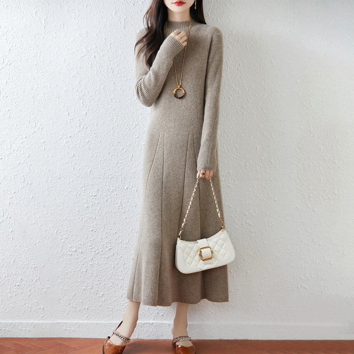 Merino knit crew dress
