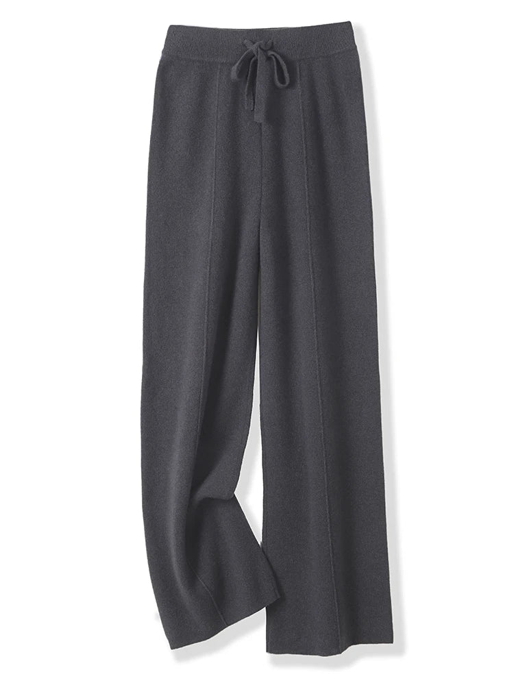 Merino wide-leg knit trousers