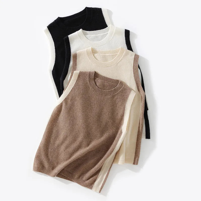 Contrast-Trim Cashmere Vest