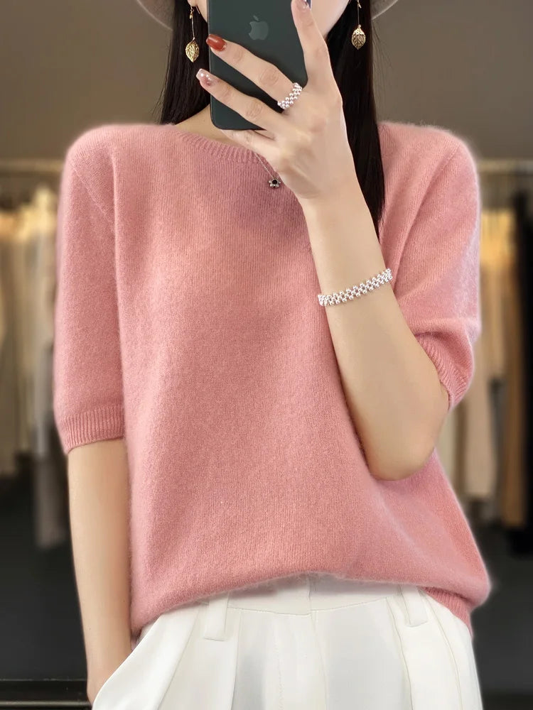 Women's fine wool knit tee