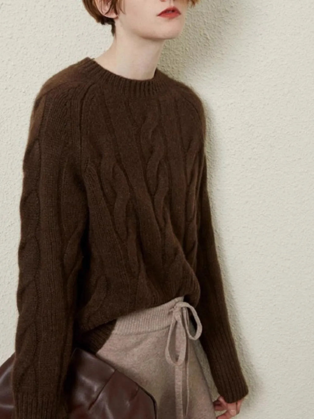 Women's cashmere cable crewneck