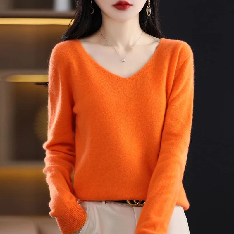 Women's merino V-neck sweater