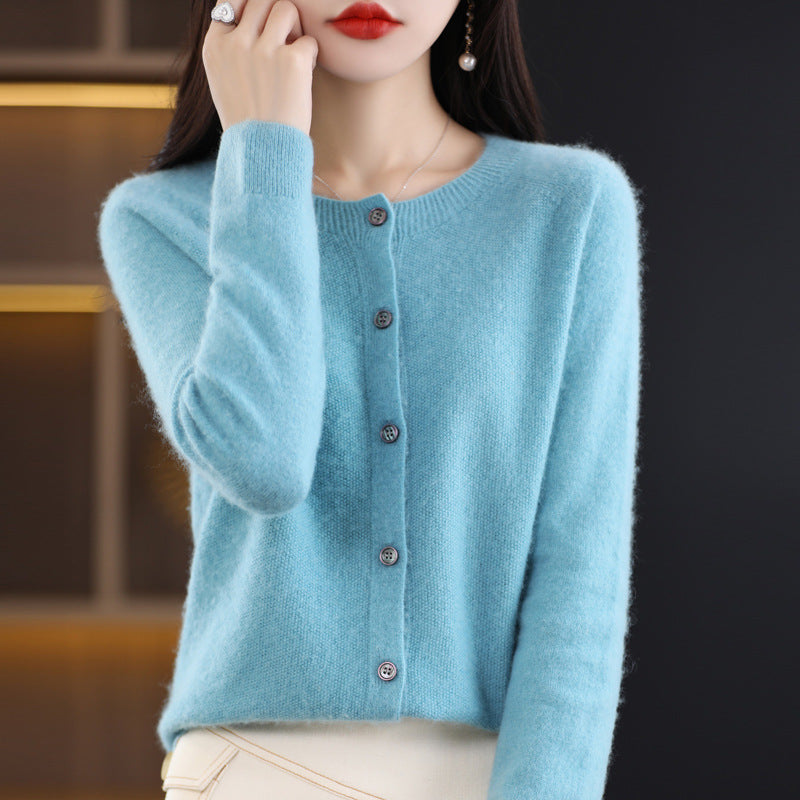 Women's merino crew cardigan