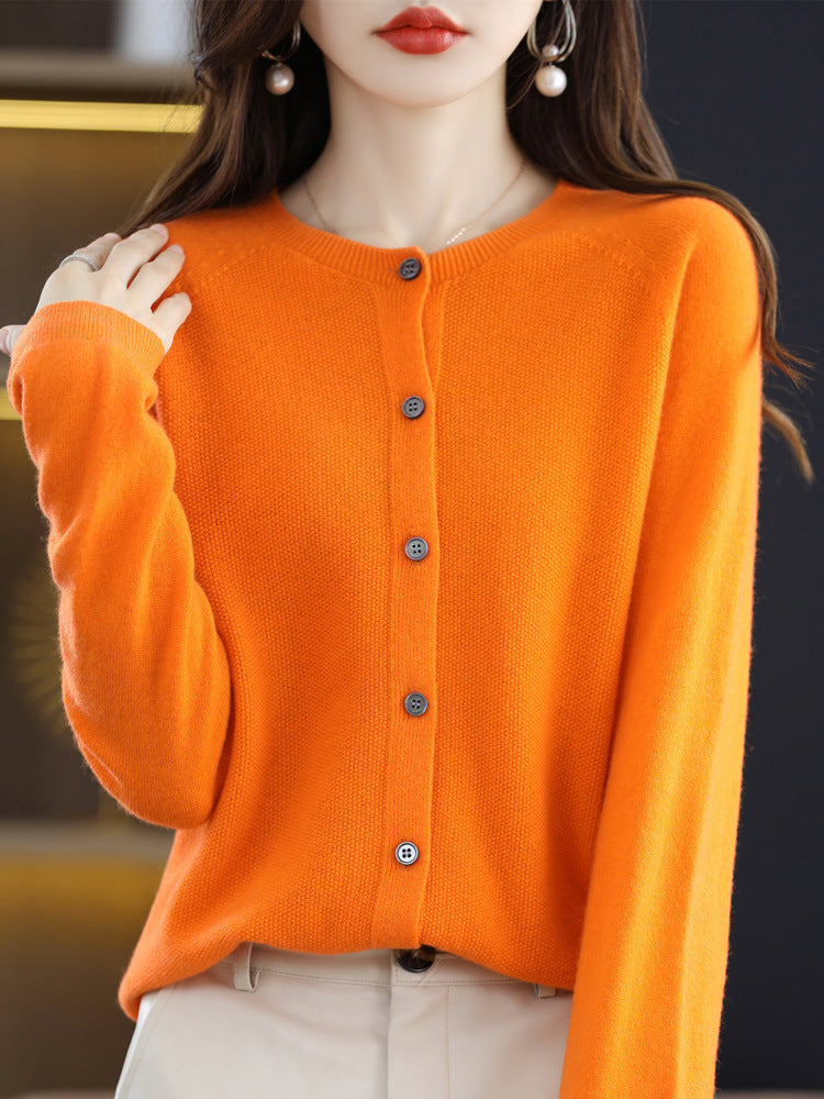 Women's merino crew cardigan