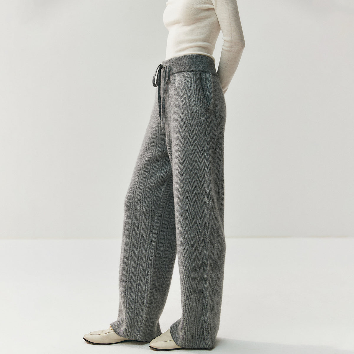 Cardigan + wide-leg pant cashmere lounge set